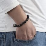 Softones 4PCS Cross Beads Bracelet for Men Women 8mm Healing Lava Stone Stretch Bracelets,7.5" - Image 3